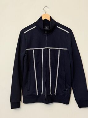 Scotch & Soda Amsterdam Blauw Navy Track Jacket White Trim Zip Up Men’s Small